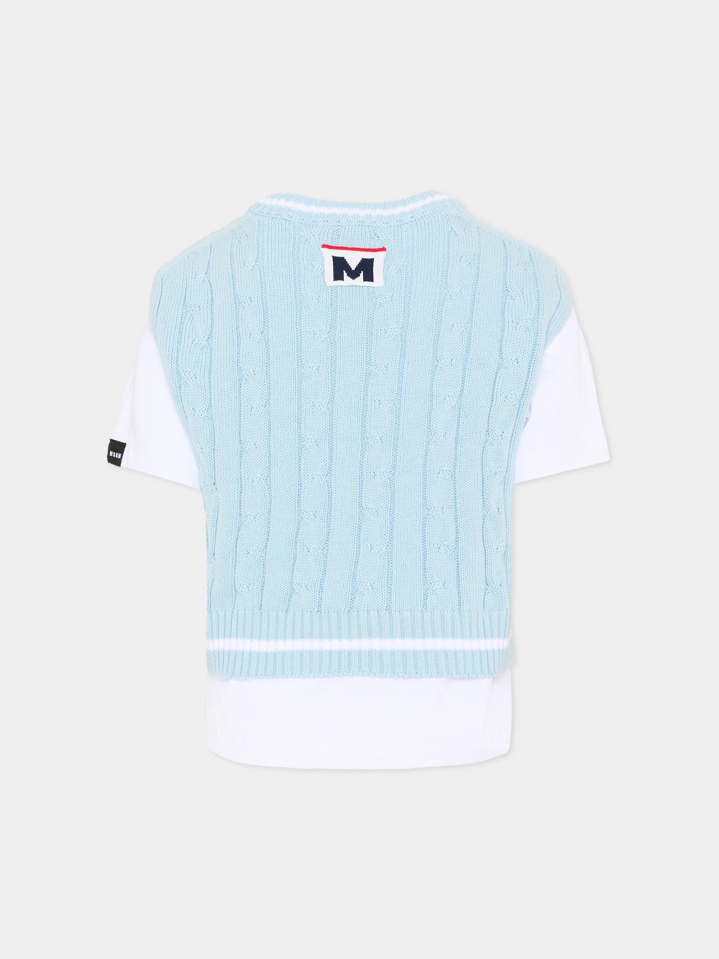 Gilet celeste per bambino con logo,Msgm Kids,S6MSJBTH058 001/80