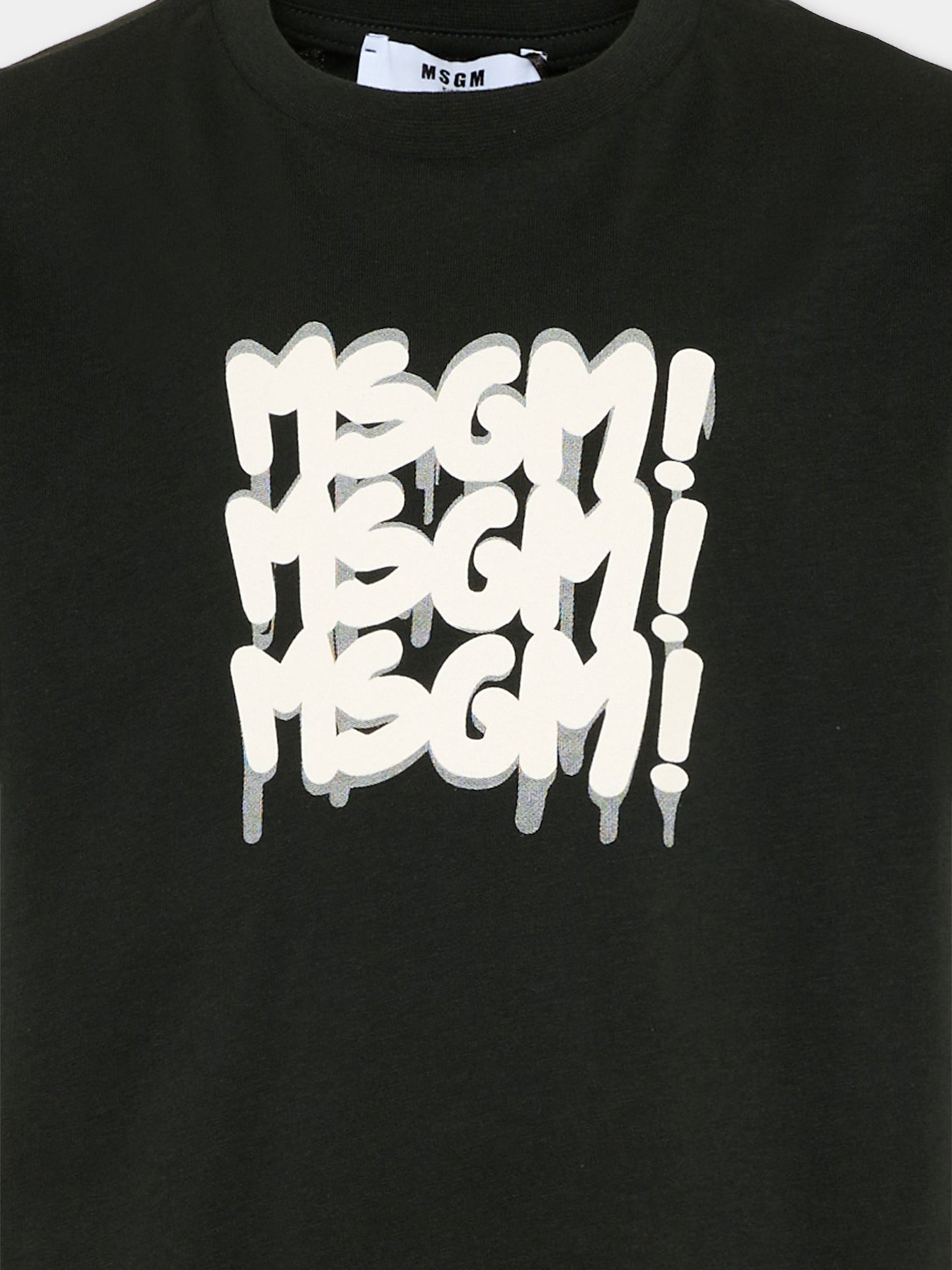 T-Shirt nera per bambino con logo,Msgm Kids,S6MSJBTH227 MS040