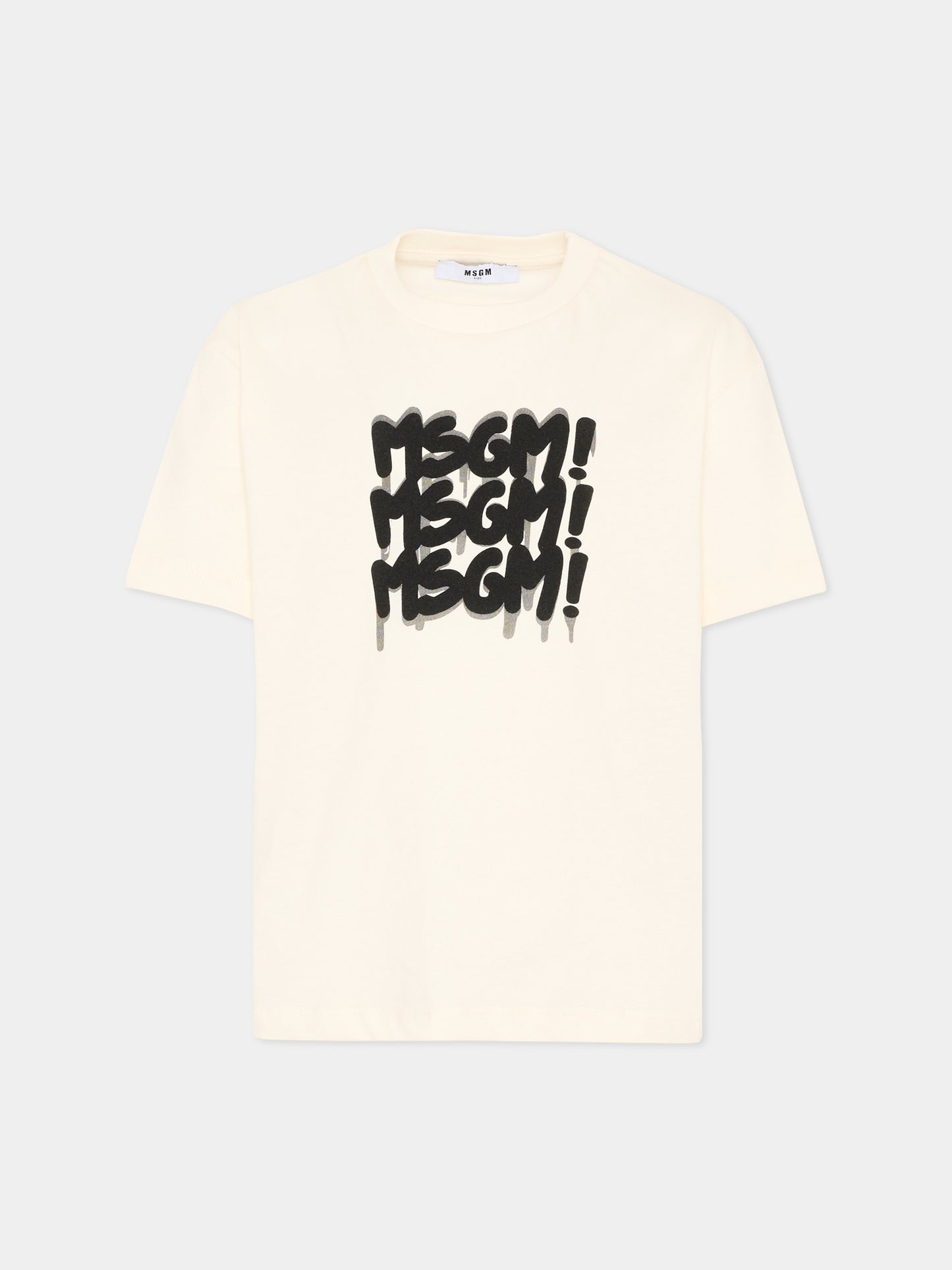 T-Shirt avorio per bambino con logo,Msgm Kids,S6MSJBTH227 013