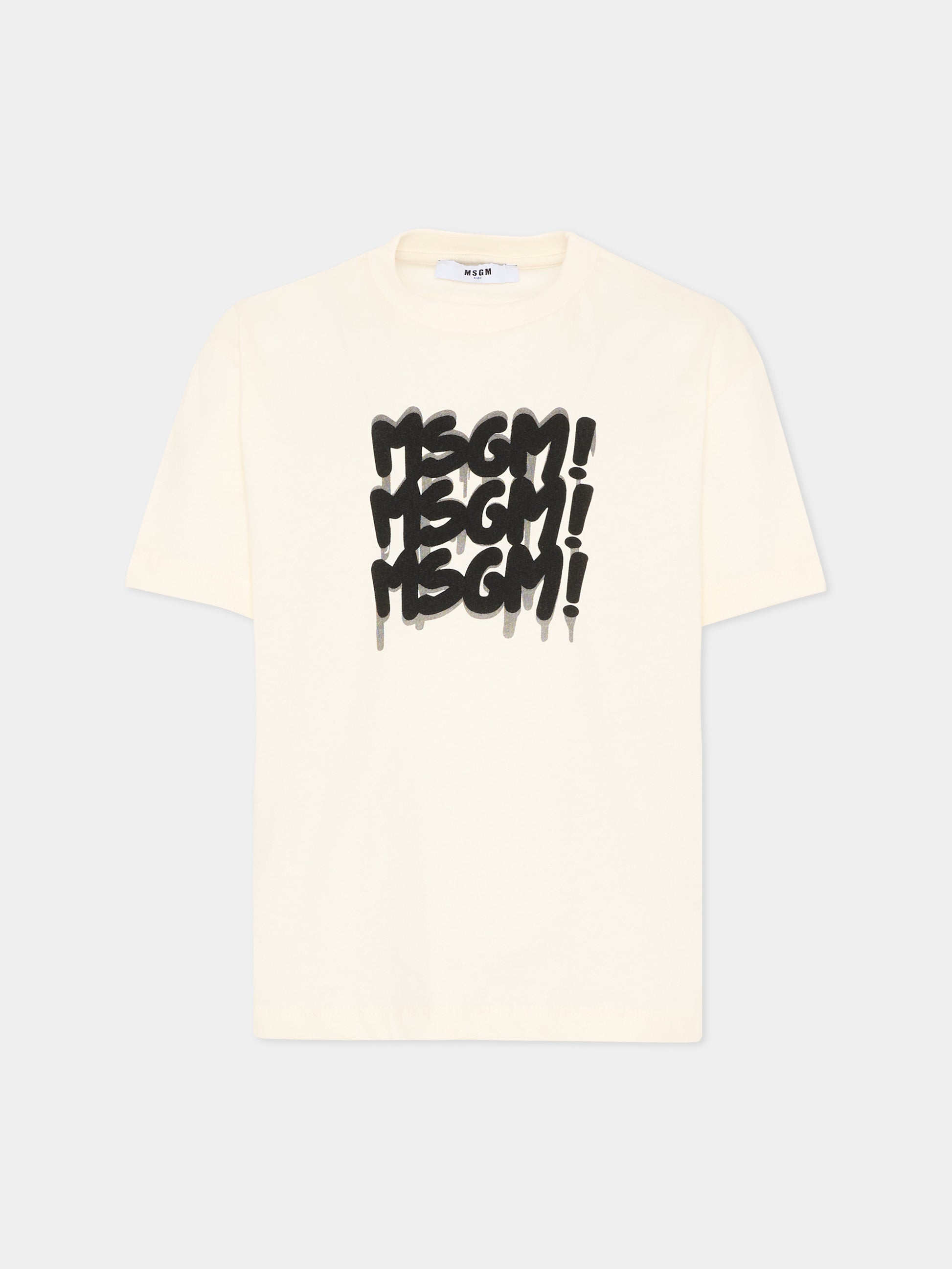 T-Shirt avorio per bambino con logo,Msgm Kids,S6MSJBTH227 013