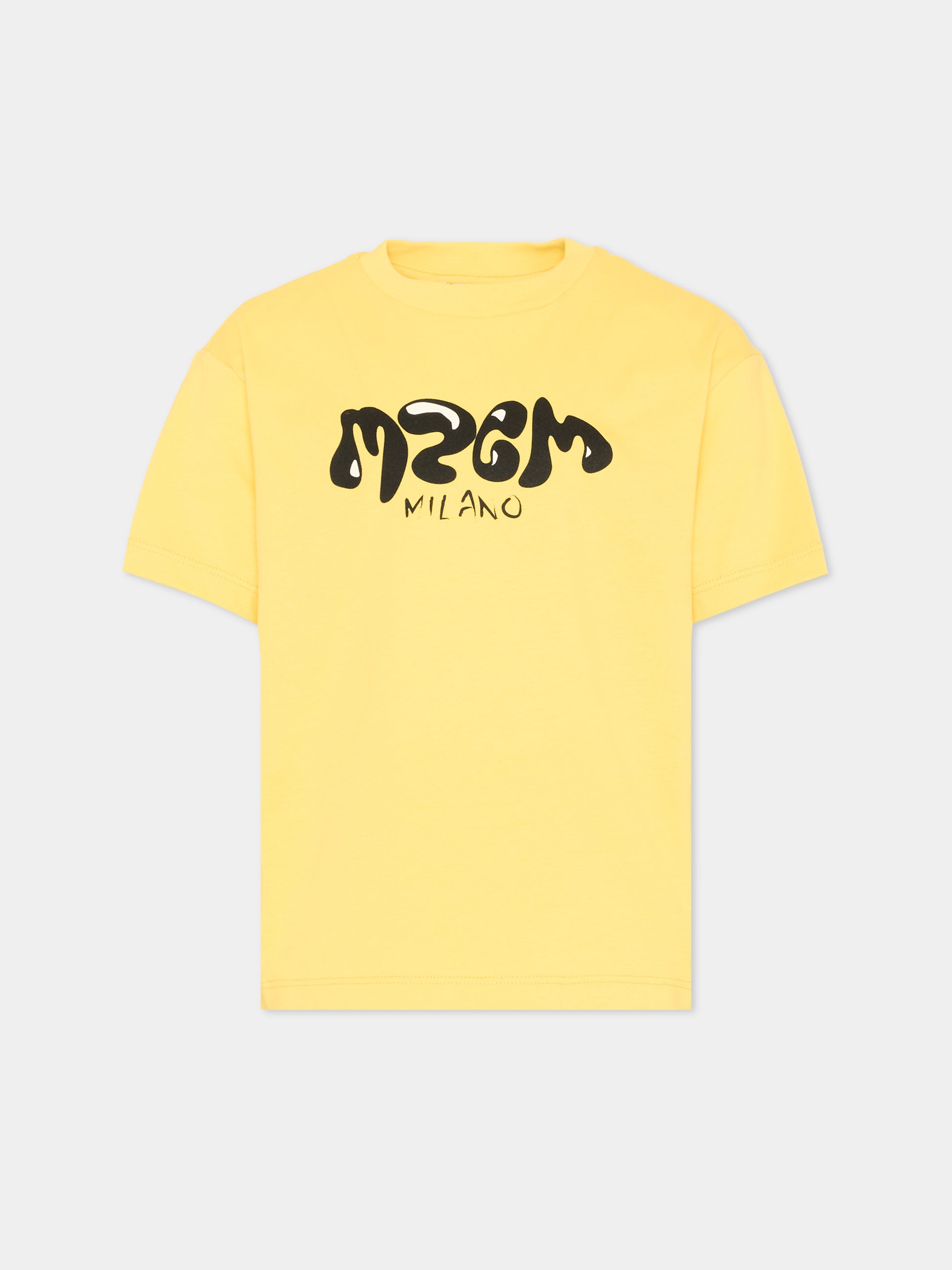 T-Shirt gialla per bambino con logo,Msgm Kids,S6MSJBTH251 020