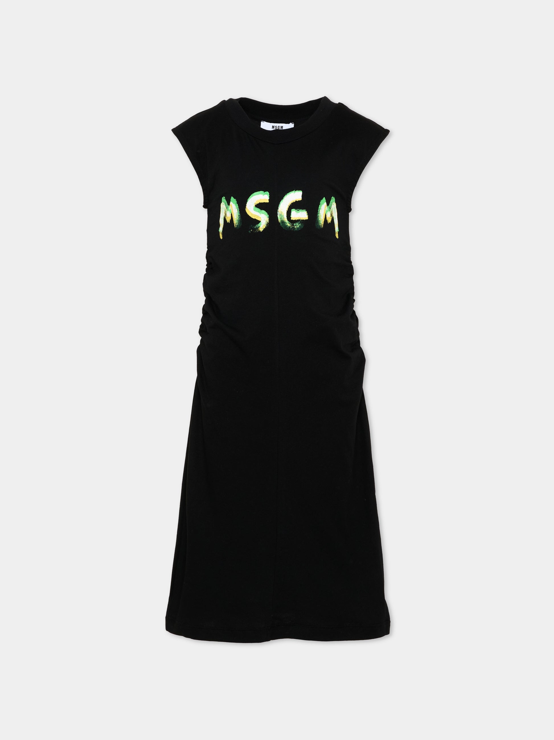 Vestito nero per bambina con logo,Msgm Kids,S6MSJGDR064 110