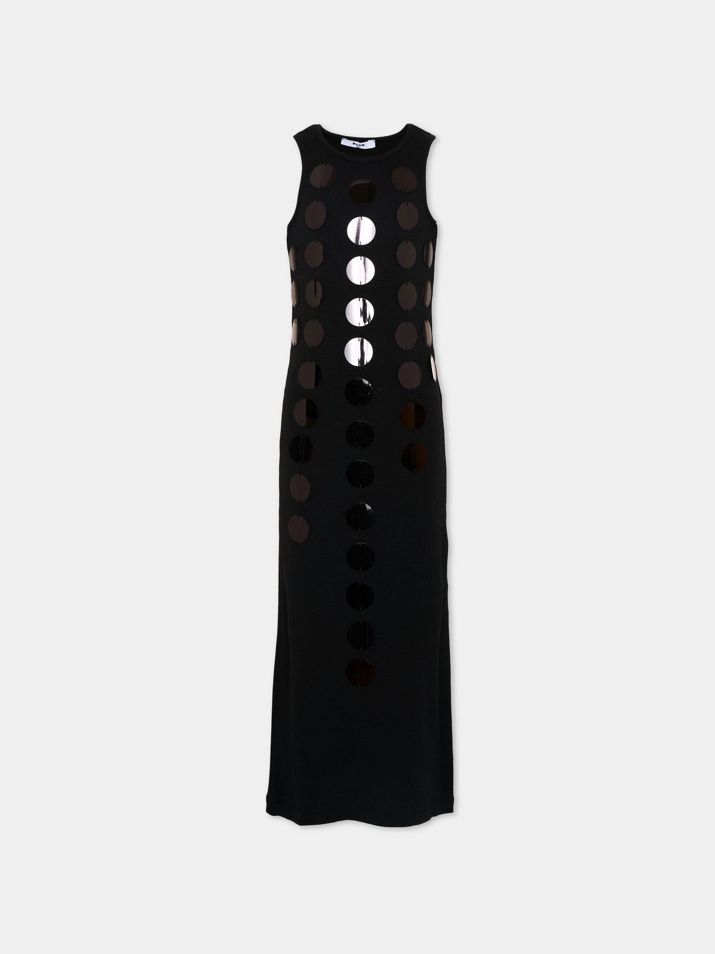 Vestito nero per bambina con paillettes,Msgm Kids,S6MSJGDR101 110