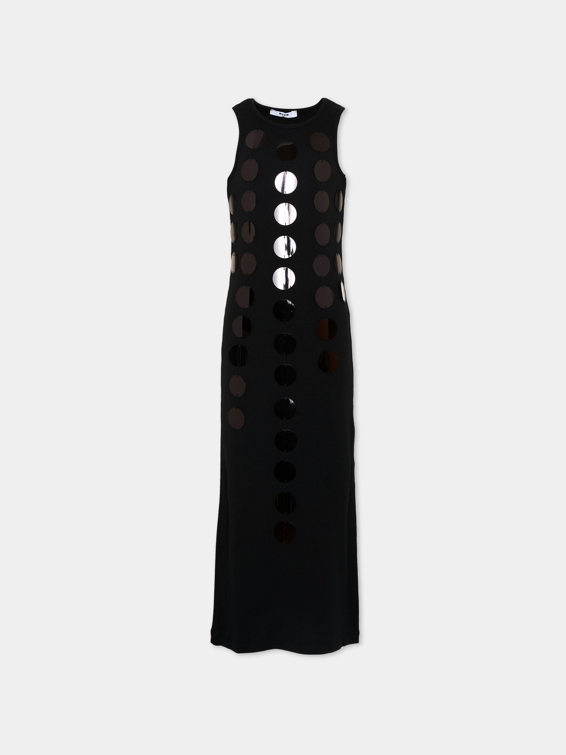 Vestito nero per bambina con paillettes,Msgm Kids,S6MSJGDR101 110