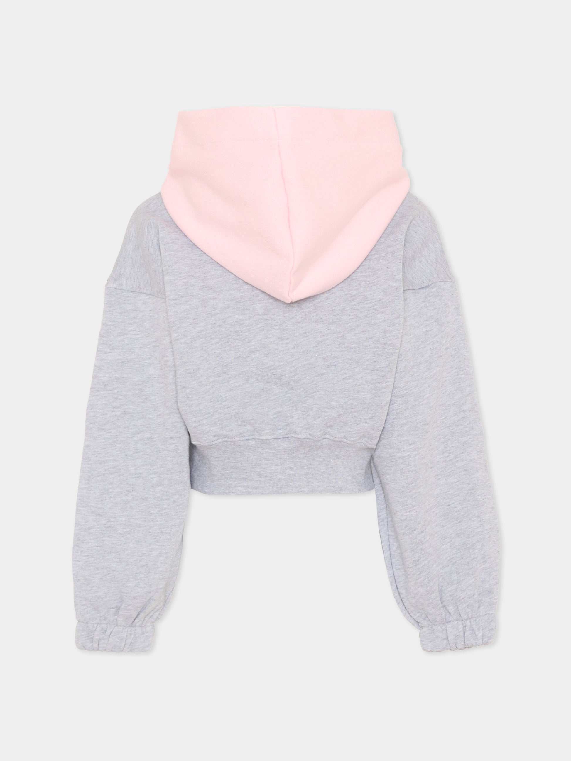 Felpa grigia per bambina con logo,Msgm Kids,S6MSJGHS025 271/02