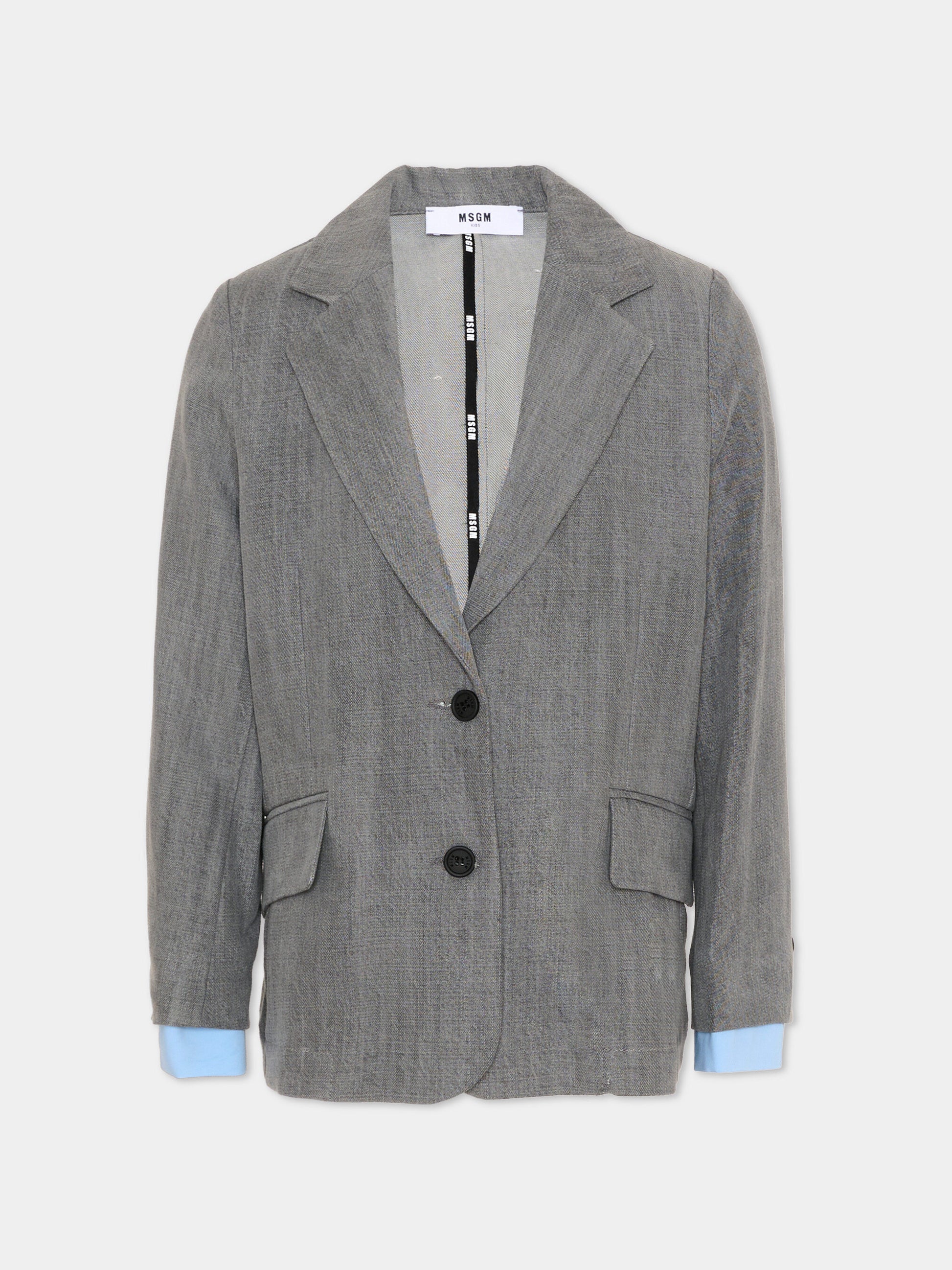 Giacca grigia per bambina con patch logo,Msgm Kids,S6MSJGJK020 102