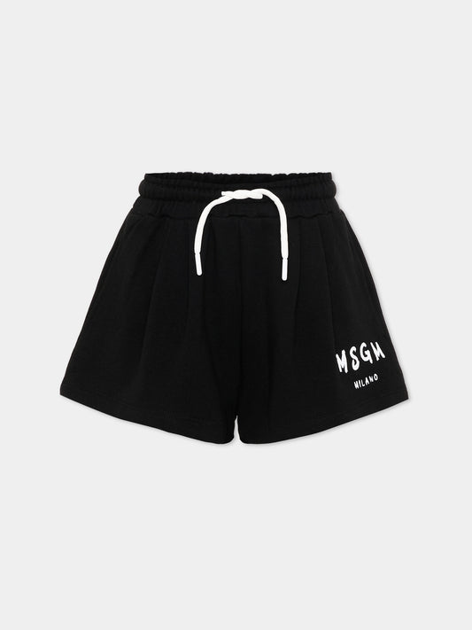 Shorts sportivi neri per bambina con logo,Msgm Kids,S6MSJGSH066 110