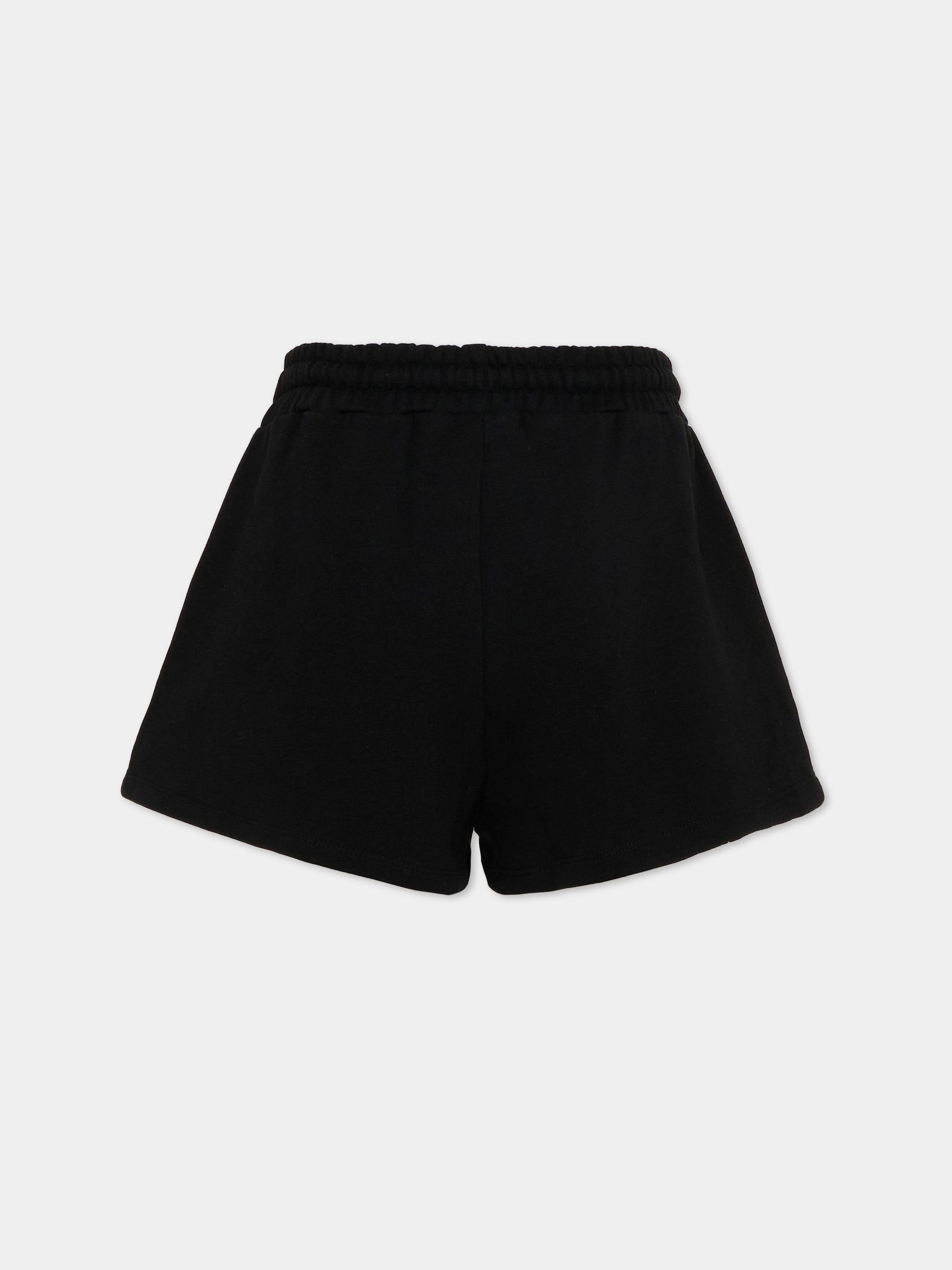 Shorts sportivi neri per bambina con logo,Msgm Kids,S6MSJGSH066 110