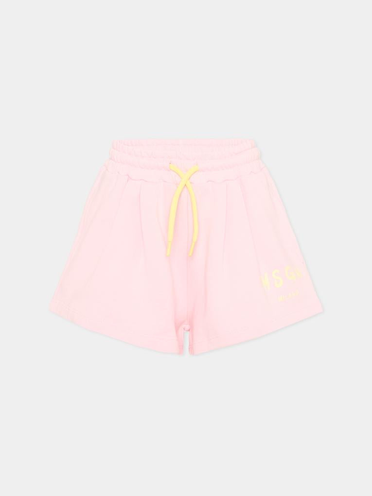 Shorts sportivi rosa per bambina con logo,Msgm Kids,S6MSJGSH066 MS076