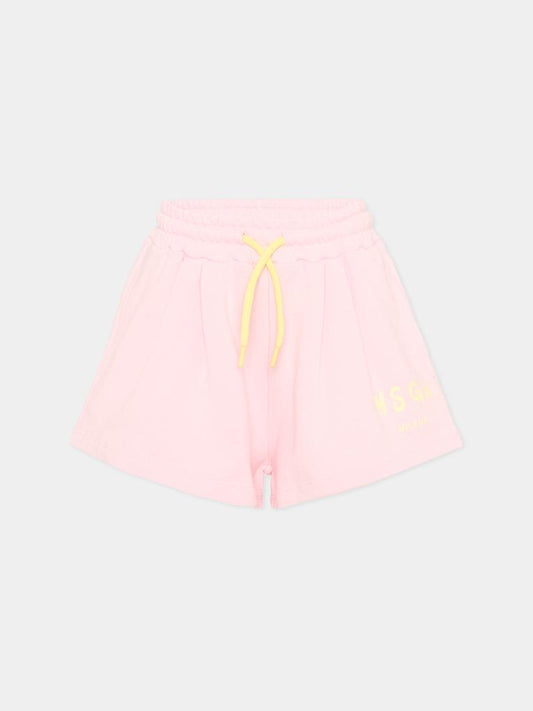 Shorts sportivi rosa per bambina con logo,Msgm Kids,S6MSJGSH066 MS076