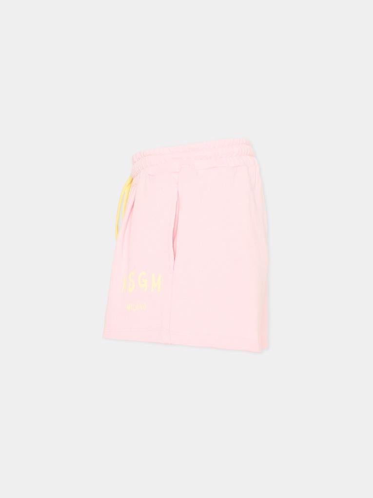 Shorts sportivi rosa per bambina con logo,Msgm Kids,S6MSJGSH066 MS076