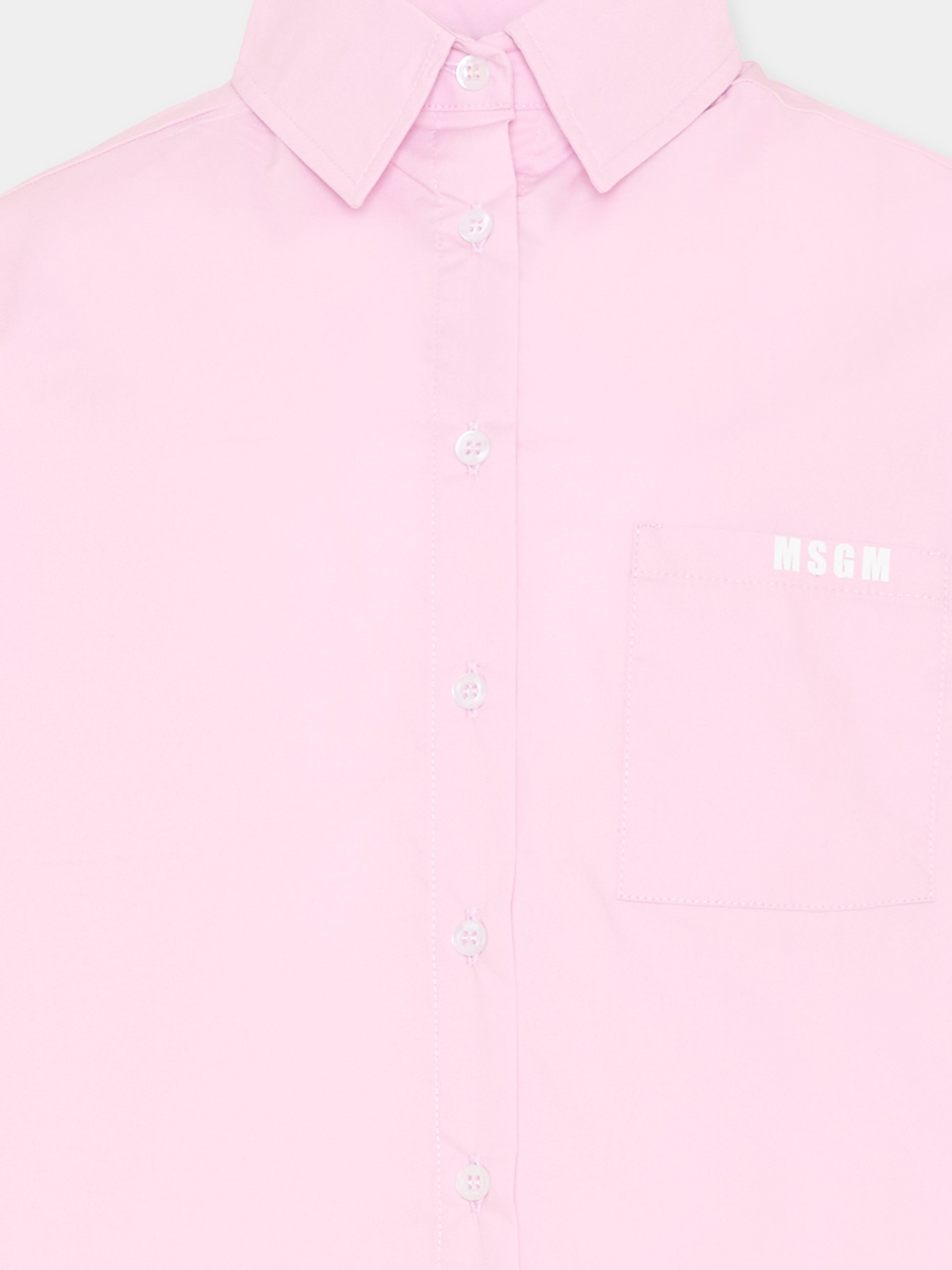 Camicia rosa per bambina con logo,Msgm Kids,S6MSJGSI163 MS070