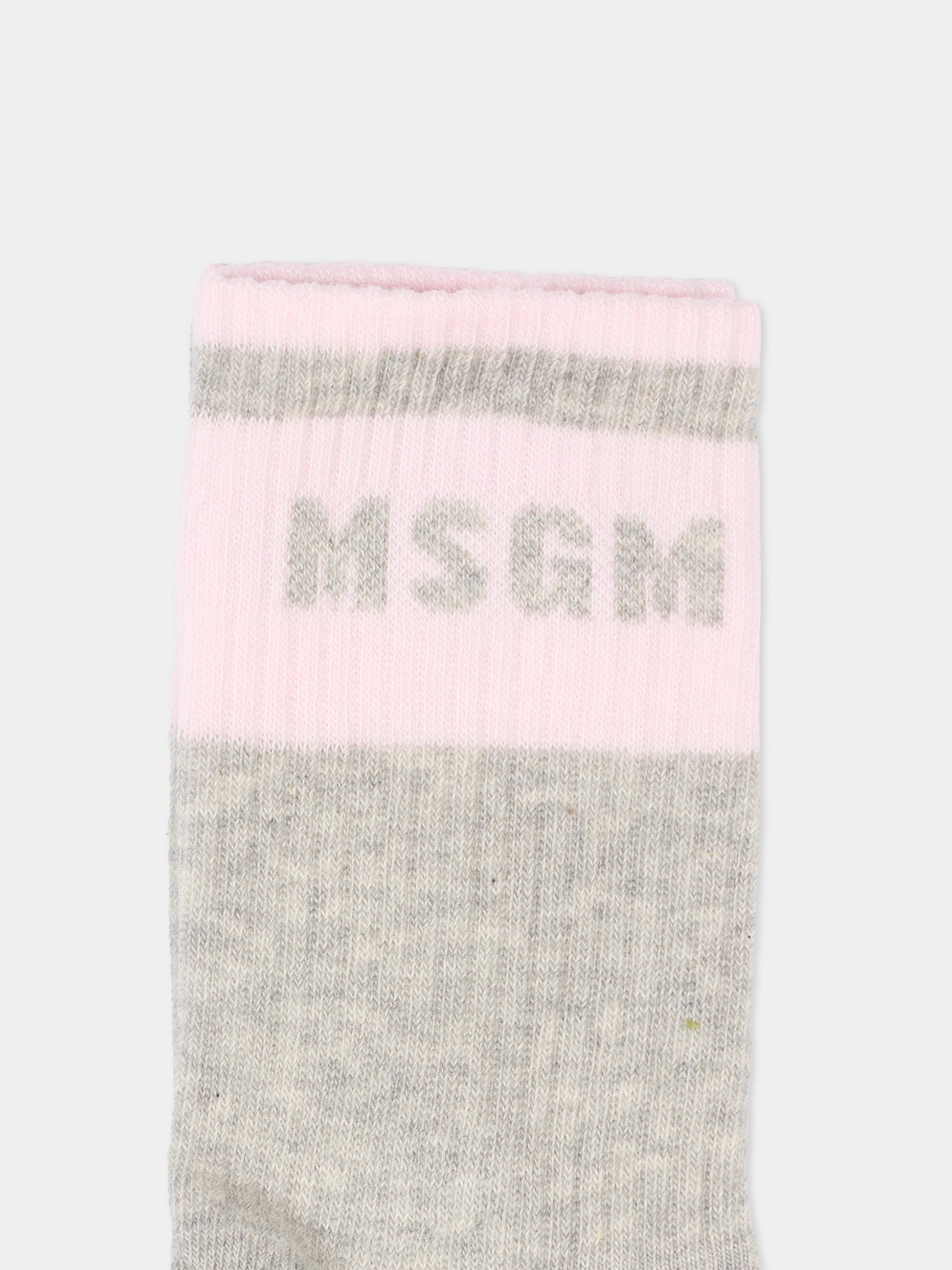 Calzini grigi per bambina con logo,Msgm Kids,S6MSJGSO032 271/02