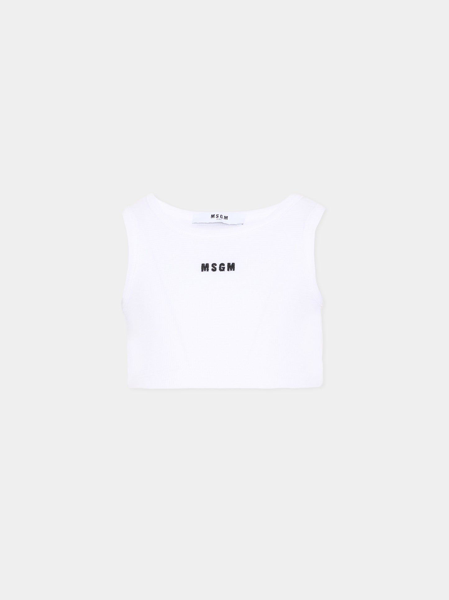 Top bianco per bambina con logo,Msgm Kids,S6MSJGTA030 001