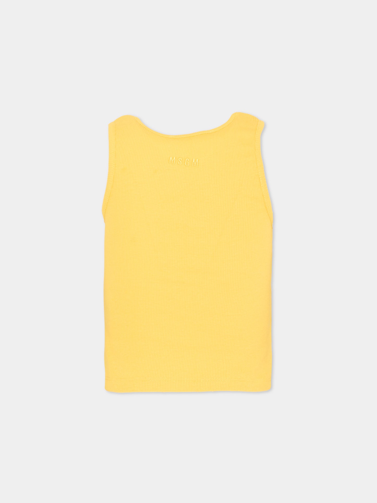 Canotta gialla per bambina con paillettes,Msgm Kids,S6MSJGTA100 MS009