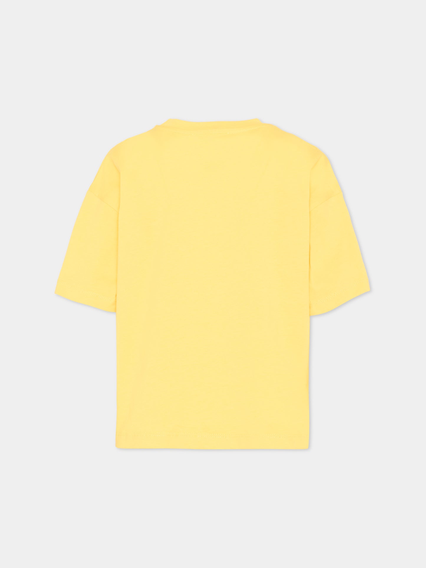 T-shirt gialla per bambina con logo paillettes,Msgm Kids,S6MSJGTH087 MS009