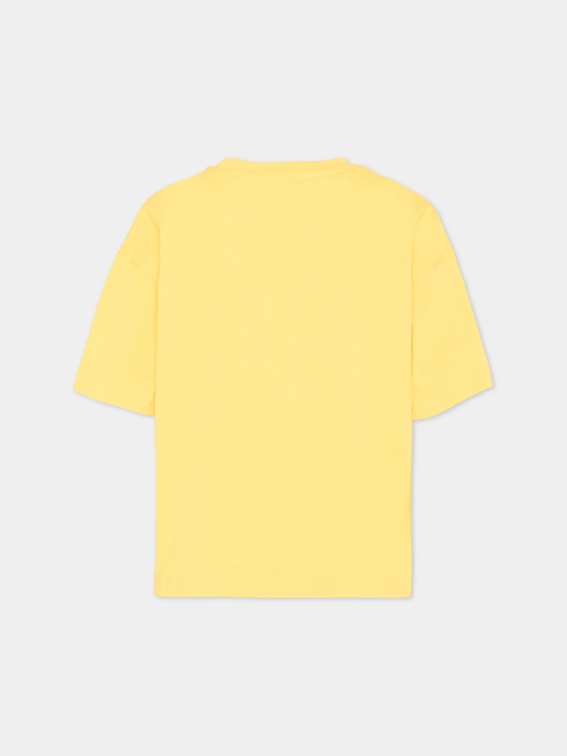 T-shirt gialla per bambina con logo paillettes,Msgm Kids,S6MSJGTH087 MS009