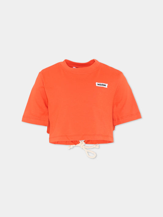 T-Shirt rossa per bambina con logo,Msgm Kids,S6MSJGTH179 MS074