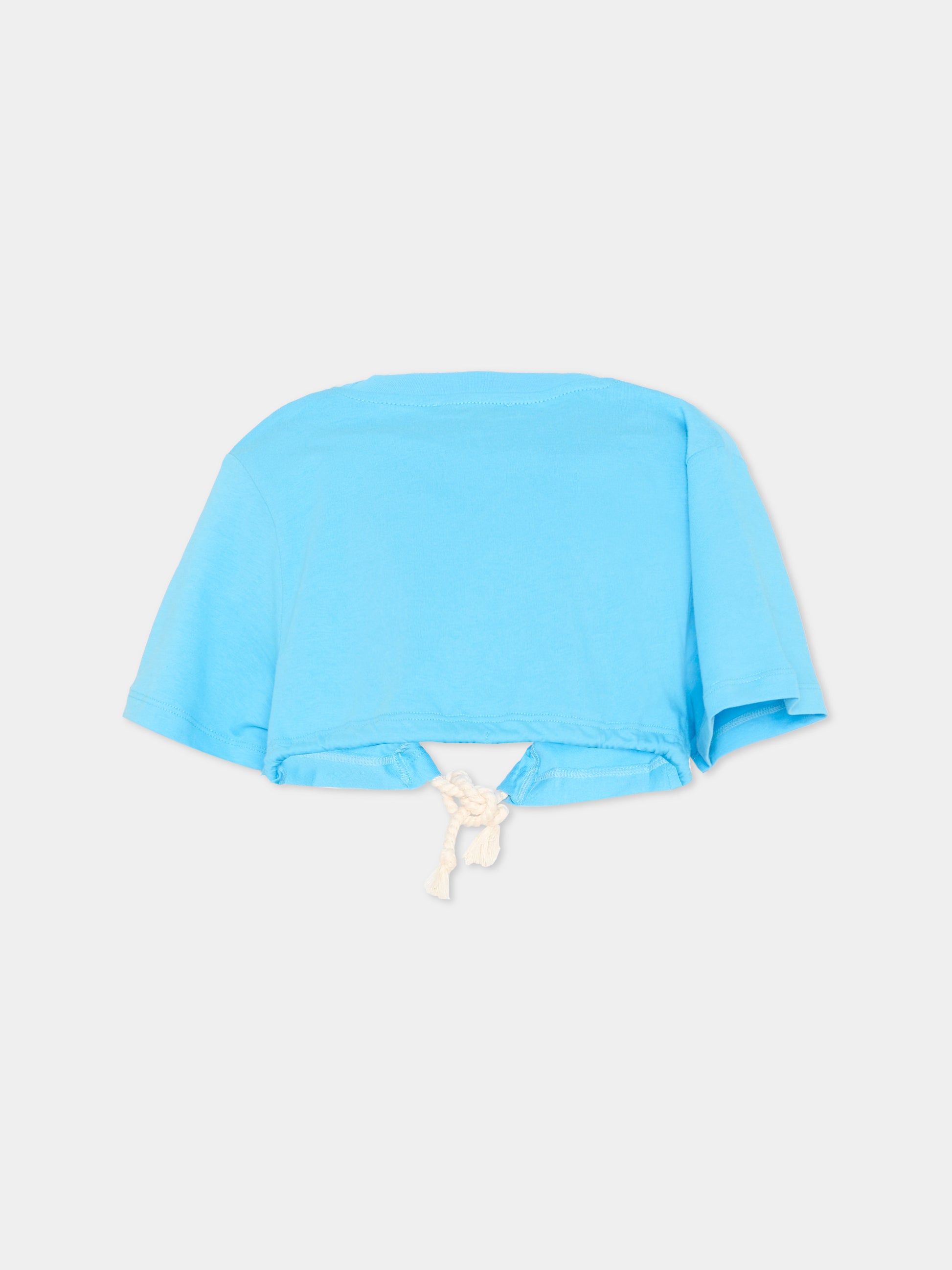 T-Shirt celeste per bambina con logo,Msgm Kids,S6MSJGTH179 MS073