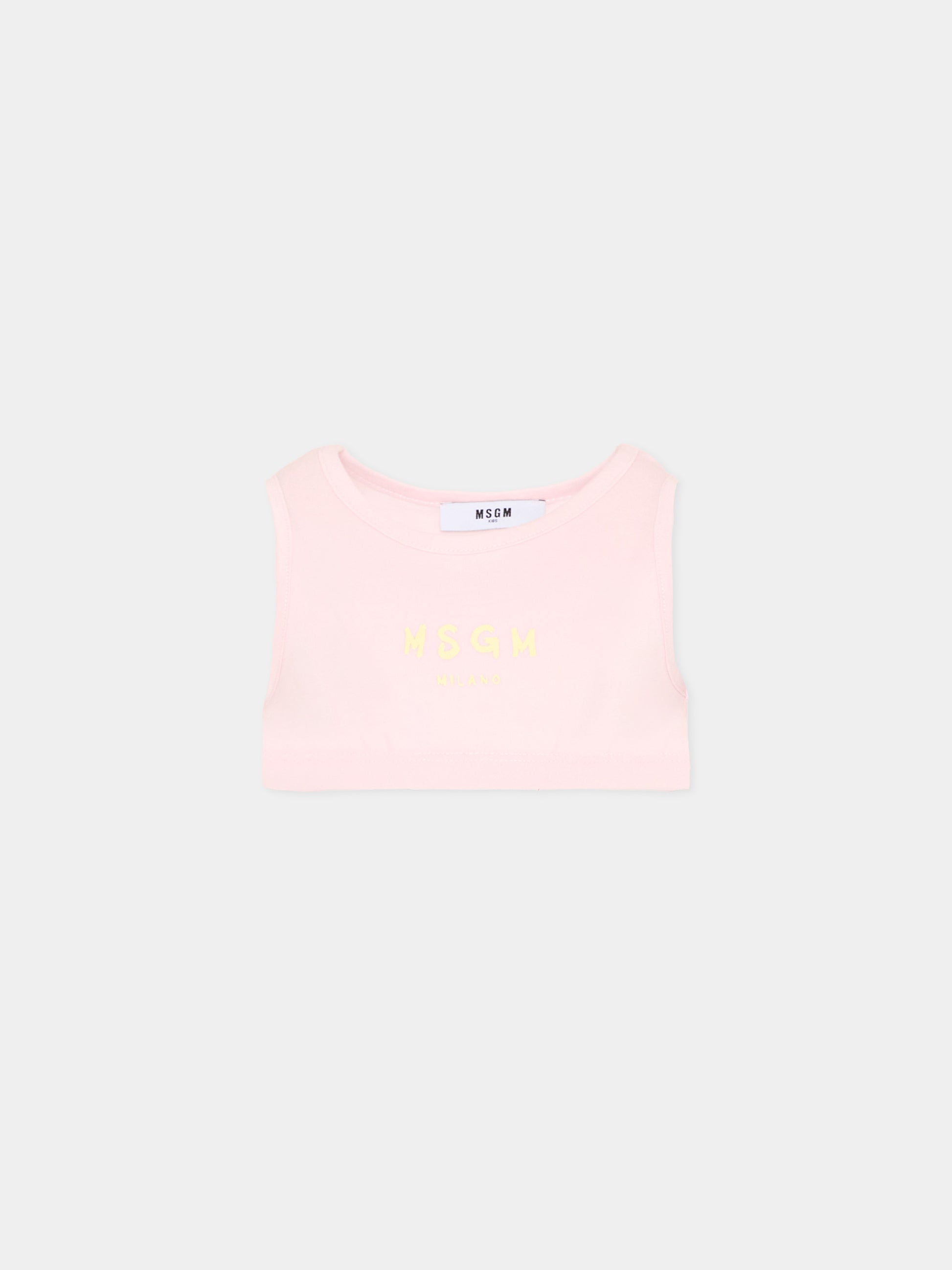Top rosa per bambina con logo,Msgm Kids,S6MSJGTO011 MS076