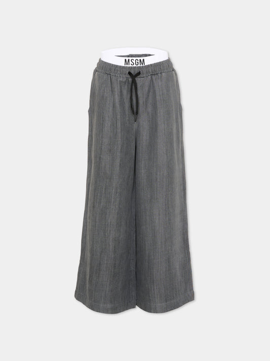 Pantalone grigio per bambina wide-leg,Msgm Kids,S6MSJUPA038 102