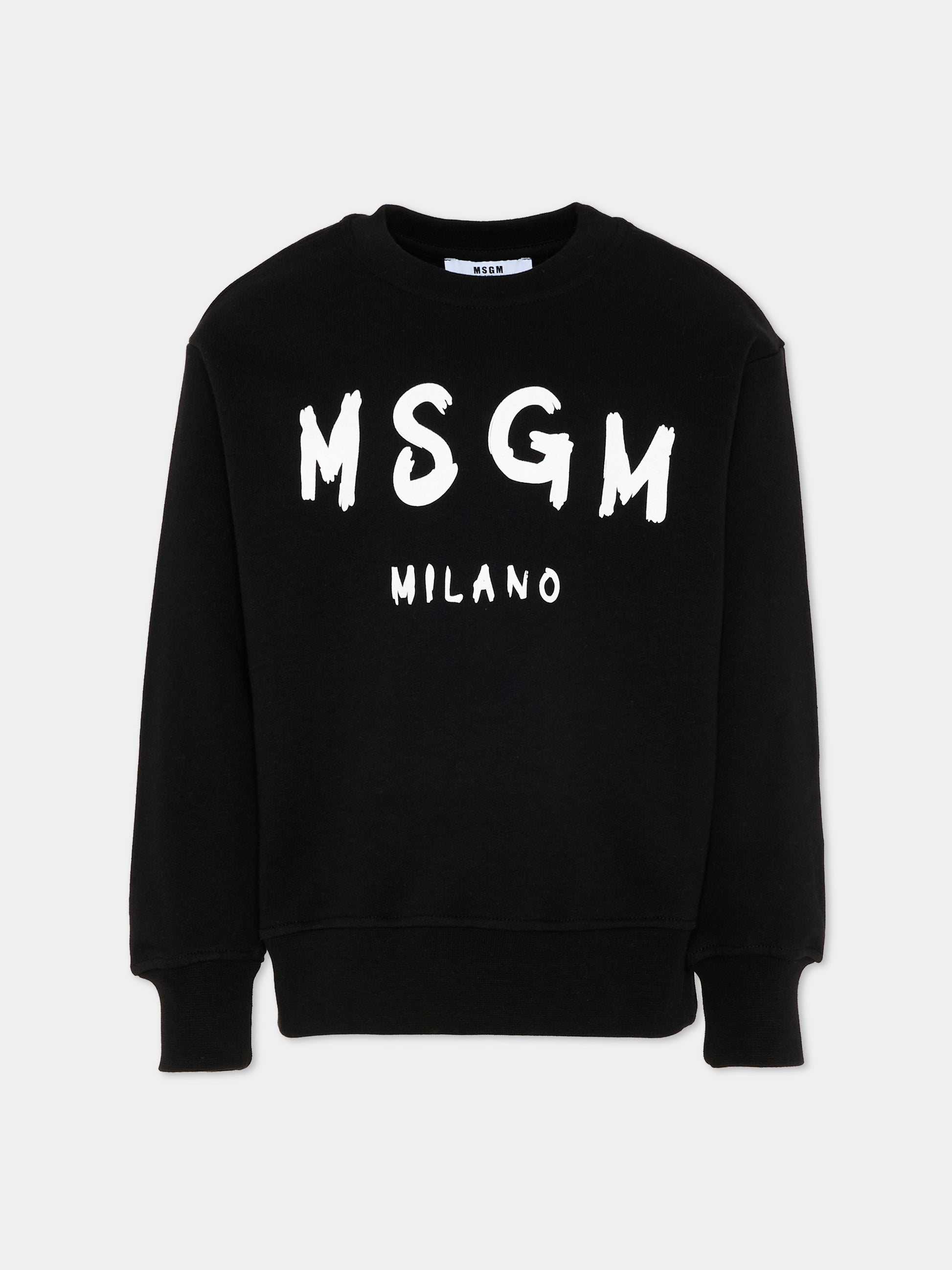 Felpa nero per bambini con logo,Msgm Kids,S6MSJUSW007 110