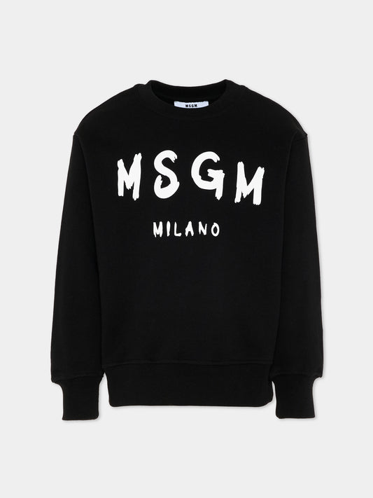 Felpa nero per bambini con logo,Msgm Kids,S6MSJUSW007 110