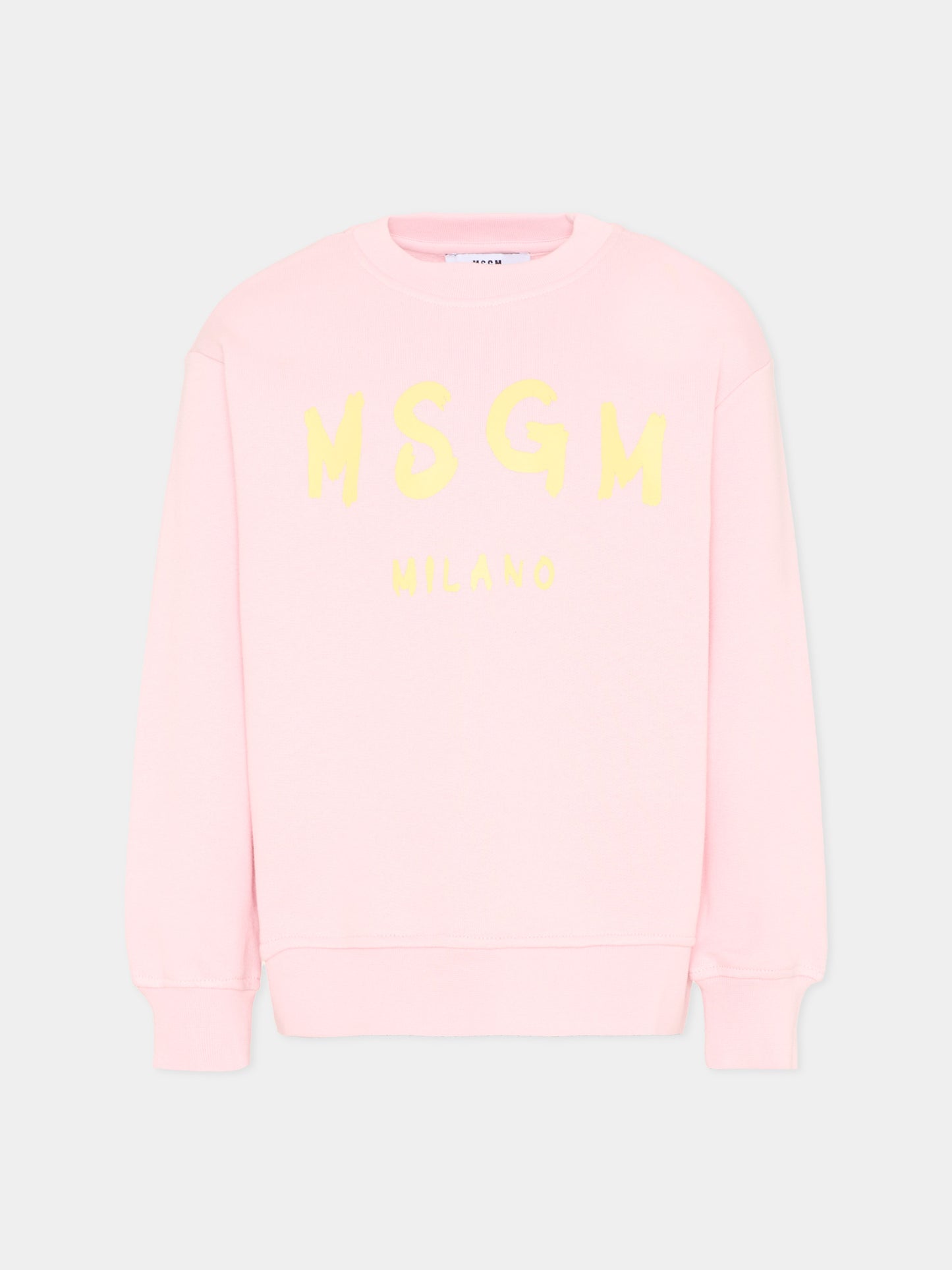 Felpa rosa per bambina con logo,Msgm Kids,S6MSJUSW007 MS076