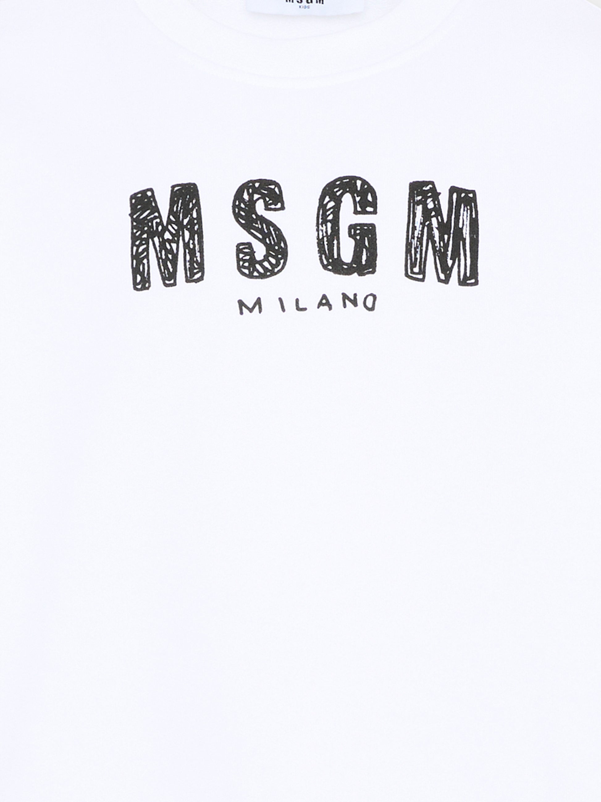 Felpa bianca per bambini con logo,Msgm Kids,S6MSJUSW008 001