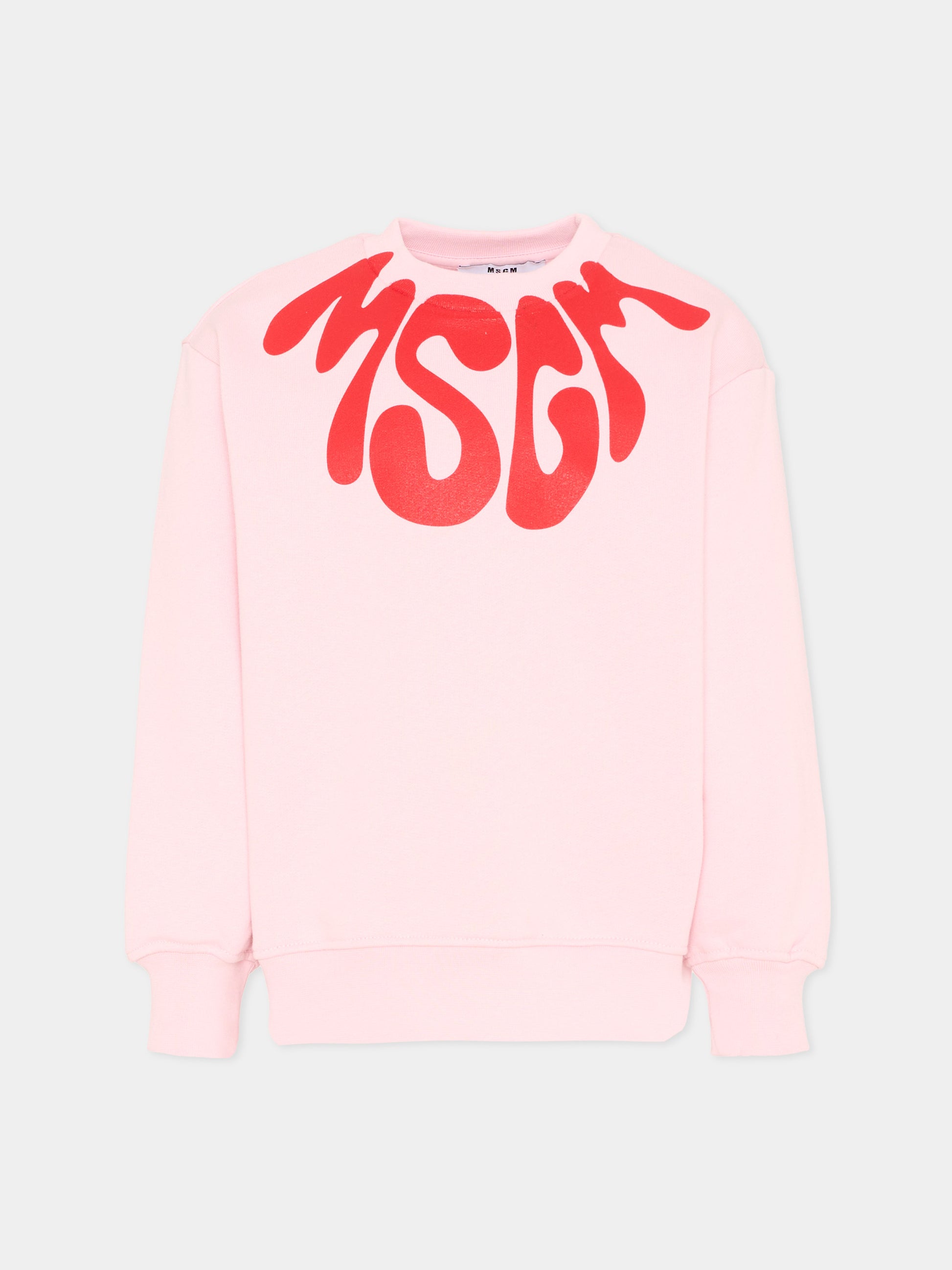 Felpa rosa per bambina con logo,Msgm Kids,S6MSJUSW220 MS076