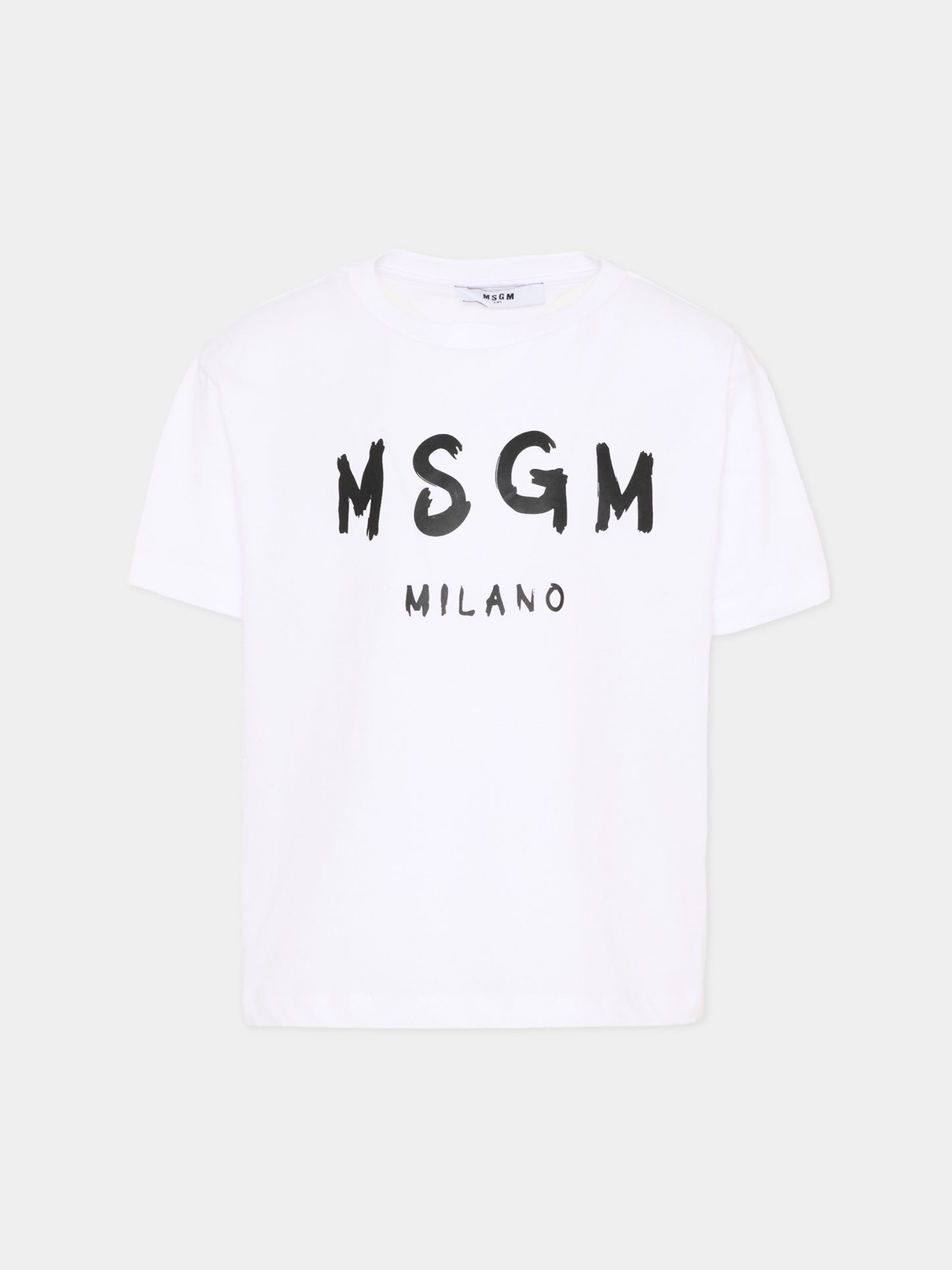 T-Shirt bianca per bambini con logo,Msgm Kids,S6MSJUTH001 001