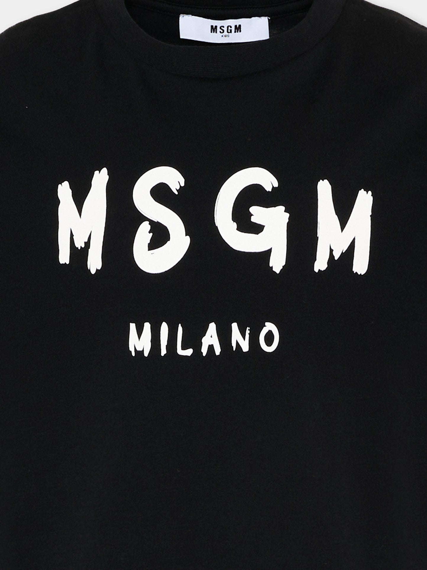 T-Shirt nera per bambini con logo,Msgm Kids,S6MSJUTH001 110
