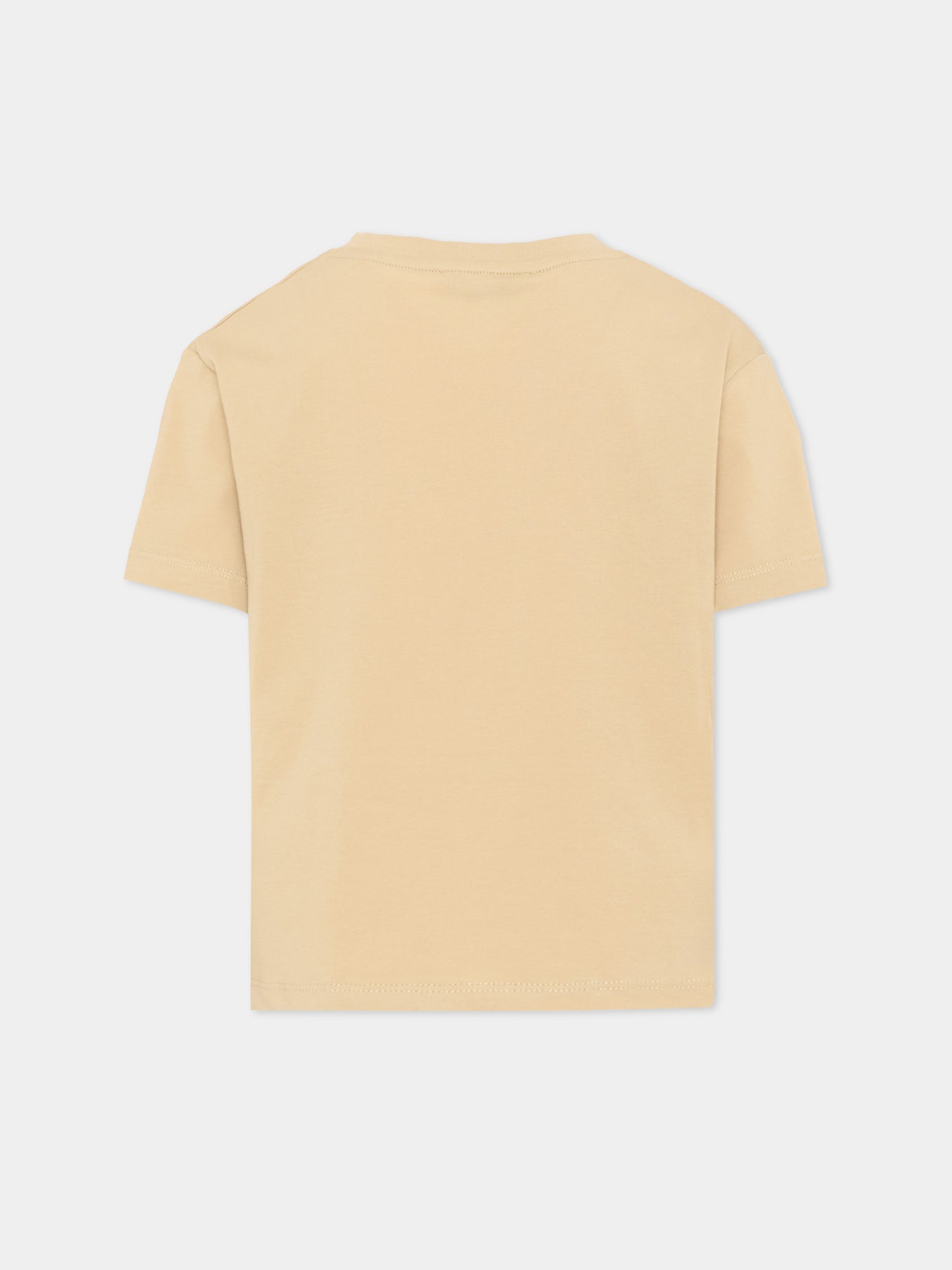 T-Shirt beige per bambini con logo,Msgm Kids,S6MSJUTH001 092