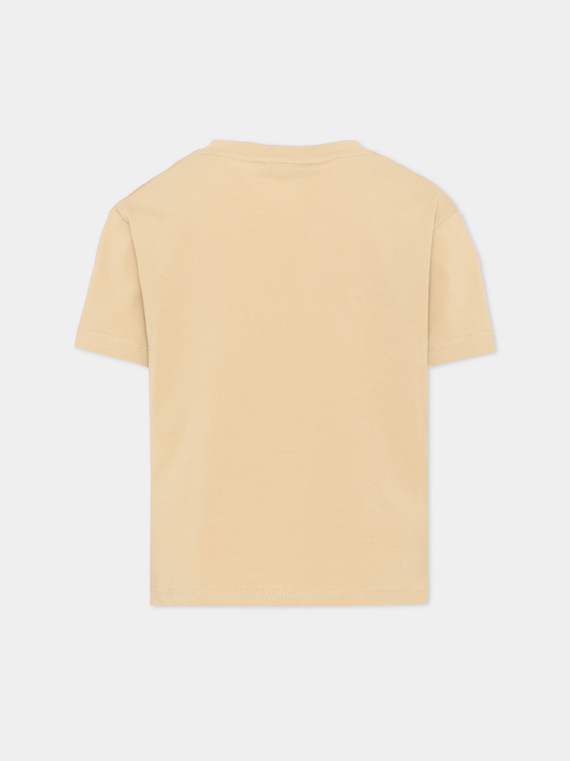 T-Shirt beige per bambini con logo,Msgm Kids,S6MSJUTH001 092