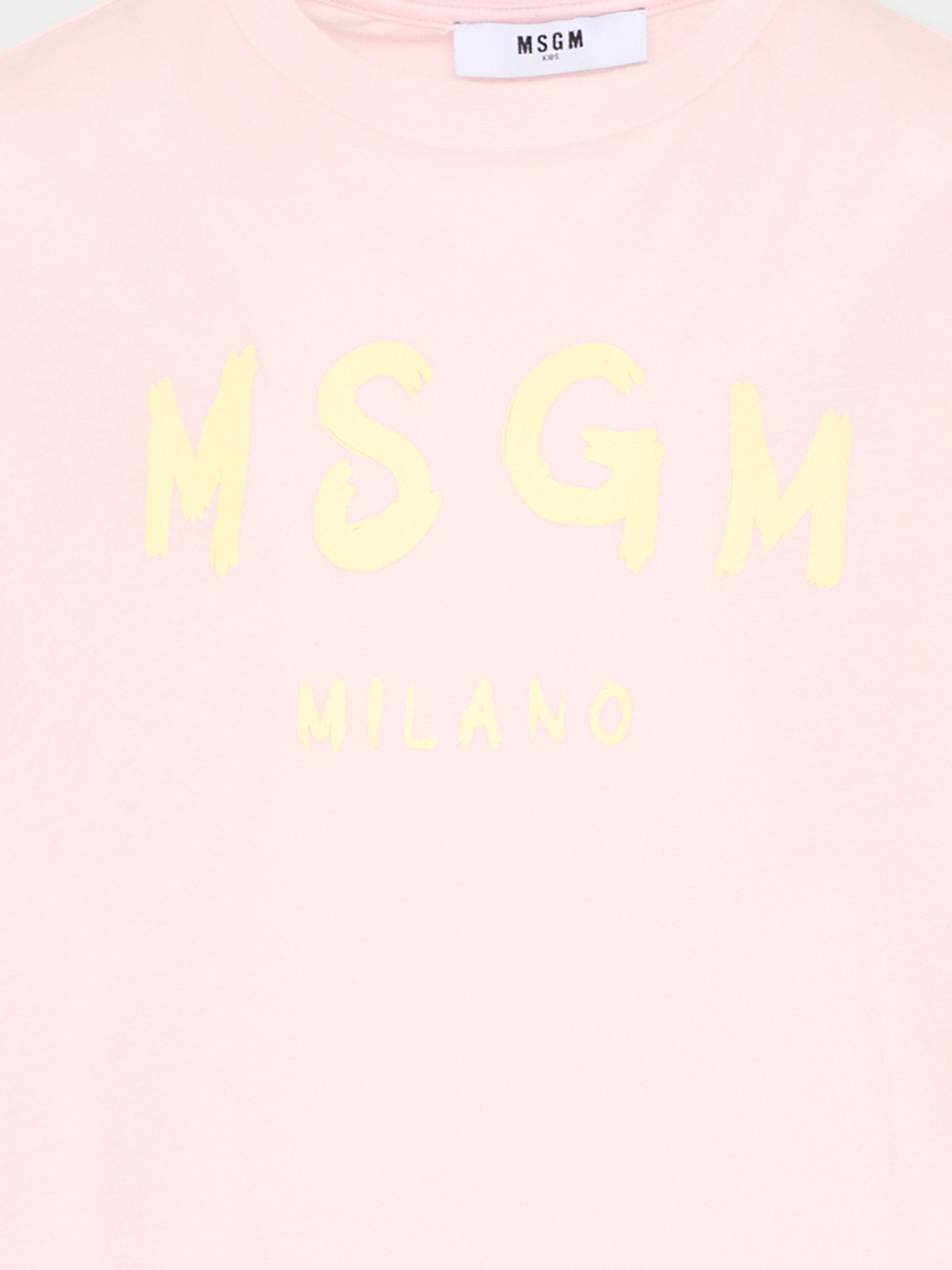 T-Shirt rosa per bambina con logo,Msgm Kids,S6MSJUTH001 MS076