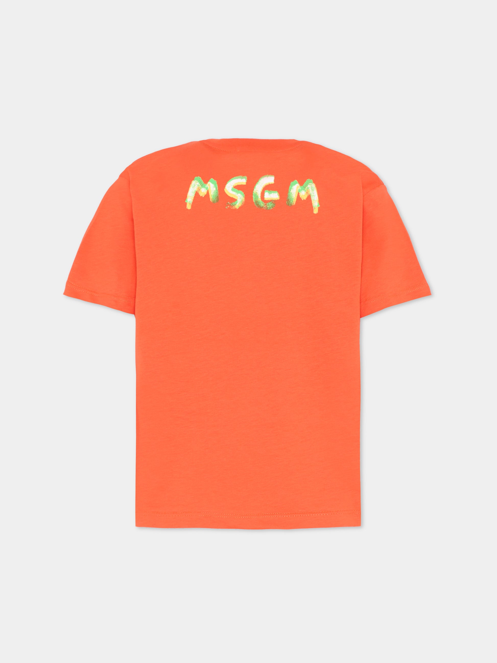 T-Shirt rossa per bambini con logo,Msgm Kids,S6MSJUTH003 MS074
