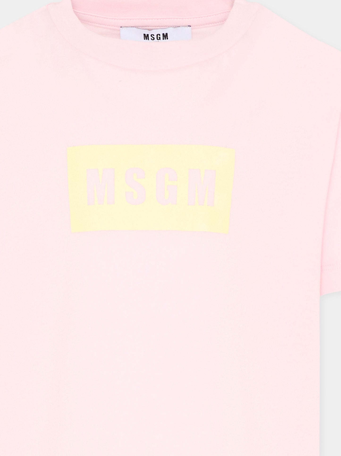 T-Shirt rosa per bambina con logo box,Msgm Kids,S6MSJUTH005 MS076