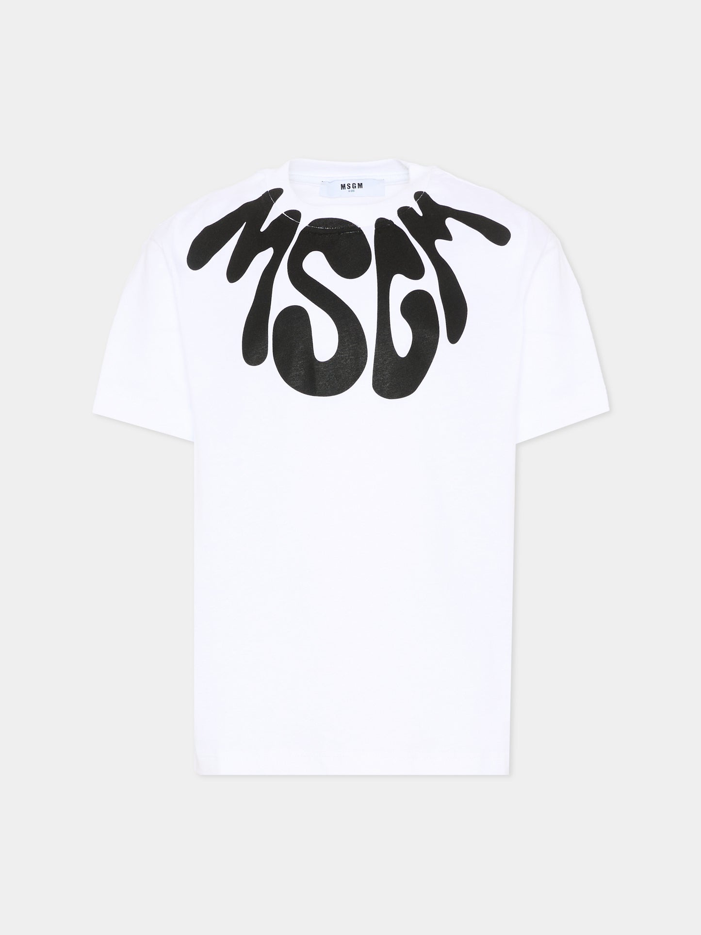 T-Shirt bianca per bambini con logo,Msgm Kids,S6MSJUTH222 001/01