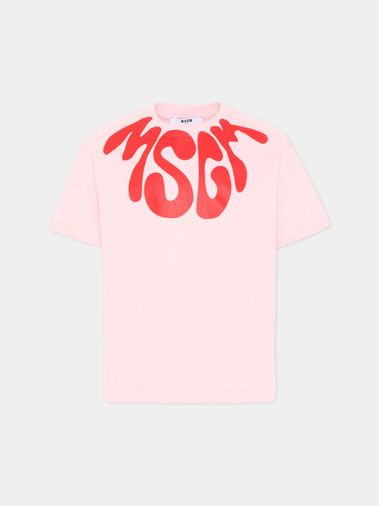 T-Shirt rosa per bambina con logo,Msgm Kids,S6MSJUTH222 MS076
