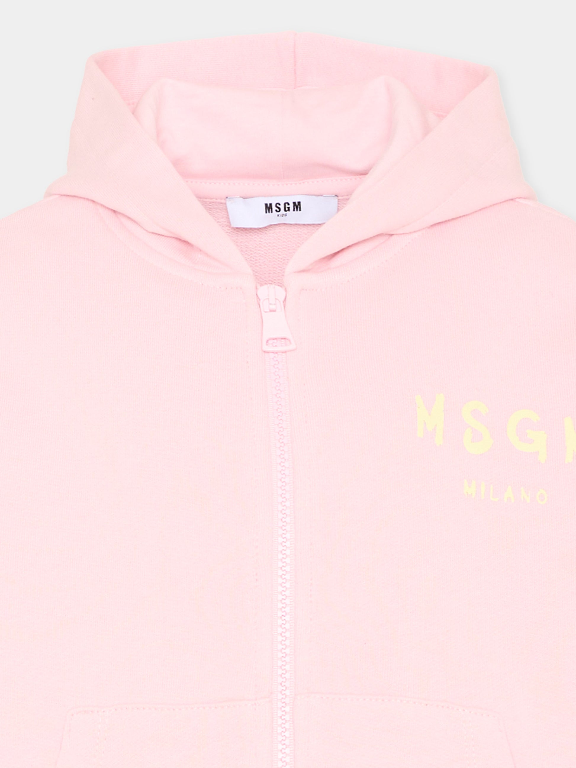 Felpa rosa per bambina con logo,Msgm Kids,S6MSJUZH065 MS076