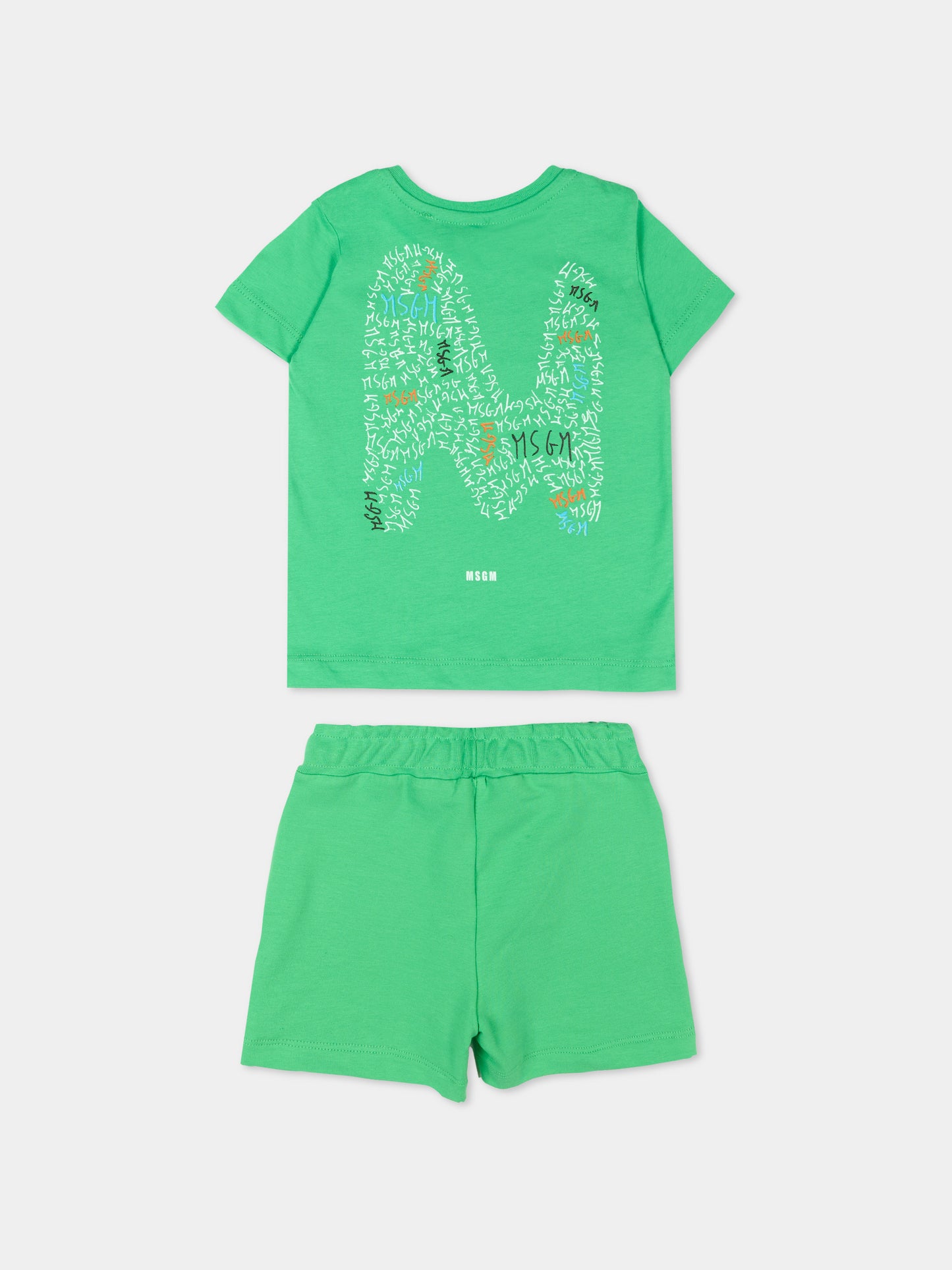 Completo sportivo verde per neonato con logo,Msgm Kids,S6MSNBTR271 MS006