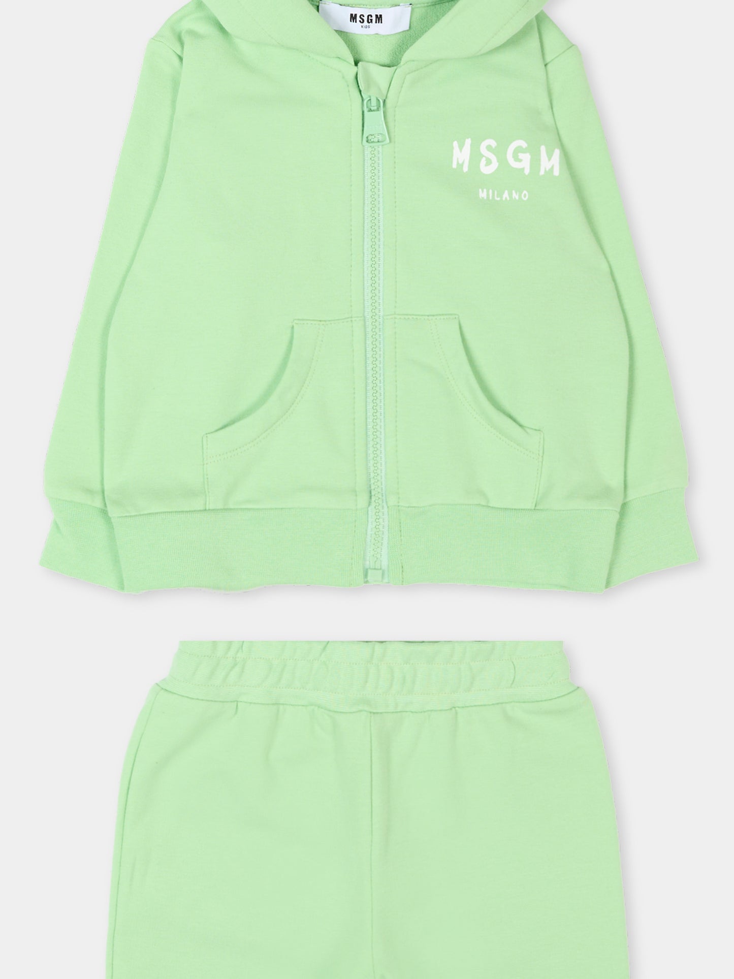 Completo sportivo verde per neonati con logo,Msgm Kids,S6MSUNSF265 MS077