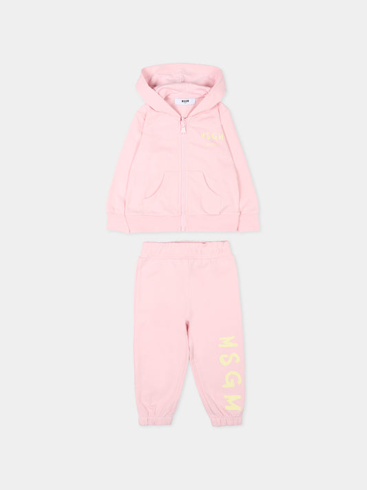 Completo sportivo rosa per neonata con logo,Msgm Kids,S6MSUNSF265 MS076