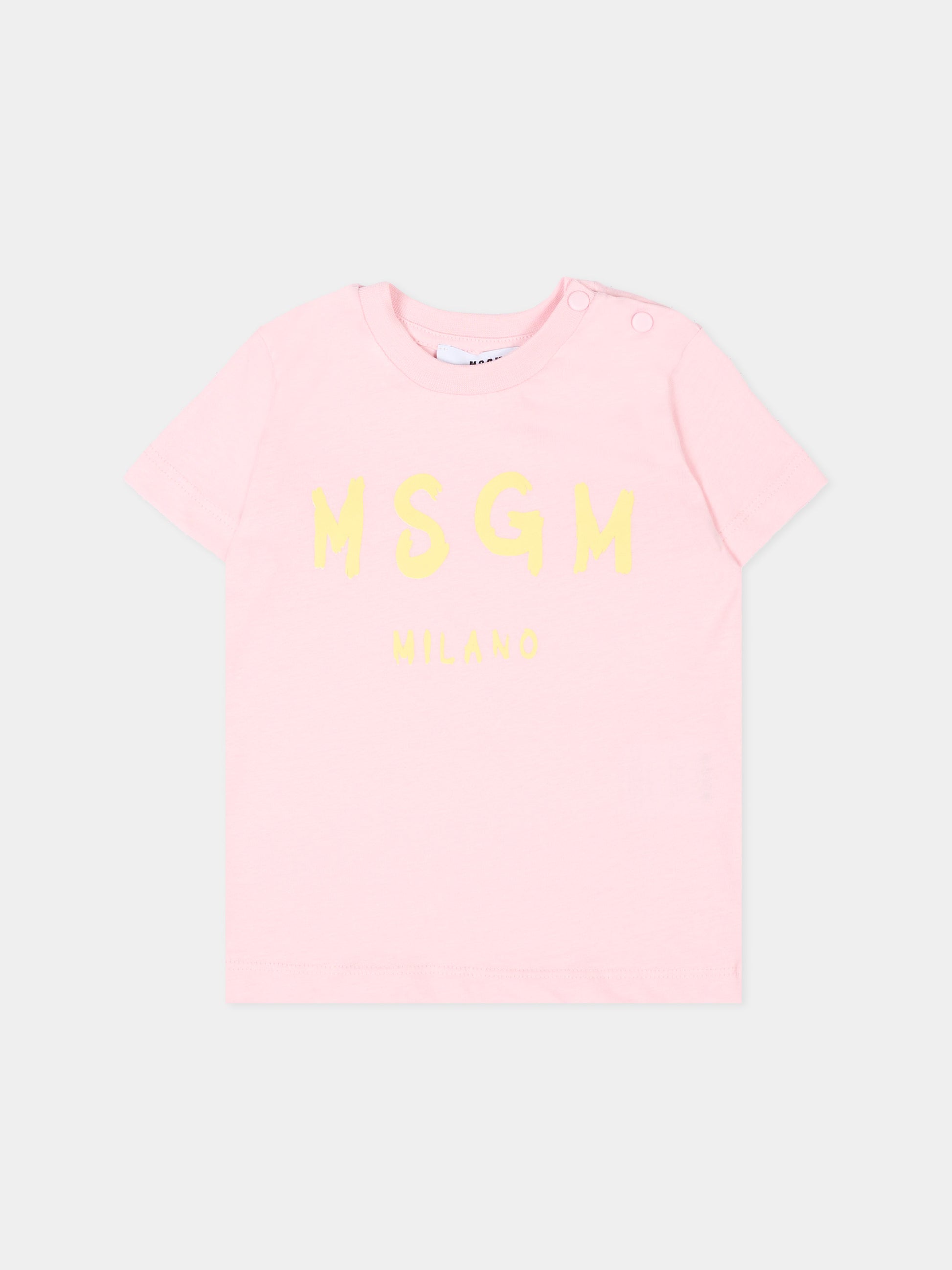 T-shirt rosa per neonata con logo,Msgm Kids,S6MSUNTH266 MS076