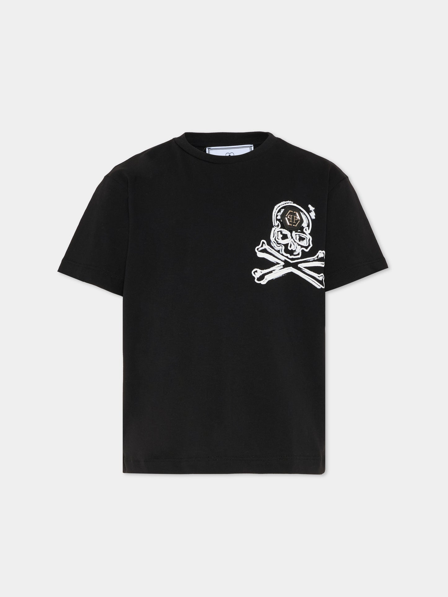 T-shirt nera per bambina con gelato di strass,Philipp Plein Junior,S6PHJBTH045 110