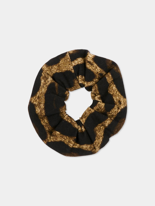 Elastico marrone per bambina con stampa animalier,Dolce & Gabbana Kids,LB7A12 FSGQX HY13M