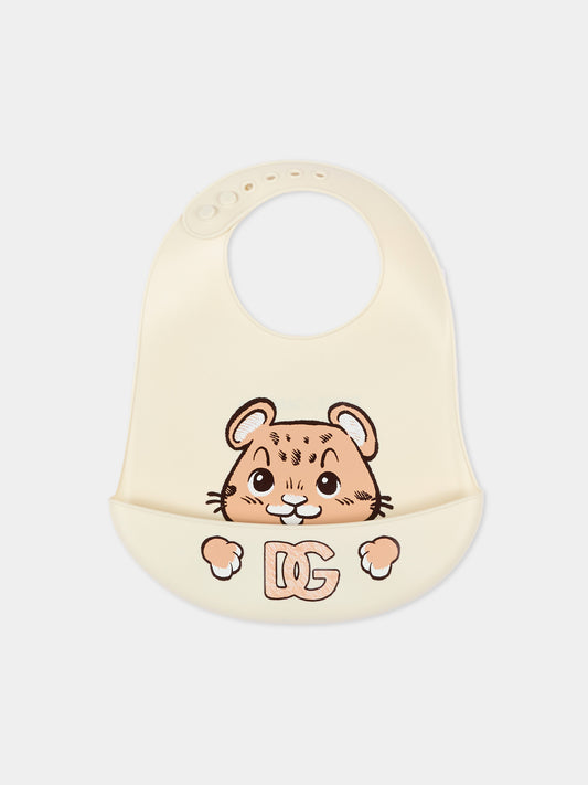 Bavaglino beige per neonata con logo,Dolce & Gabbana Kids,LN5H41 G7PZV W3789