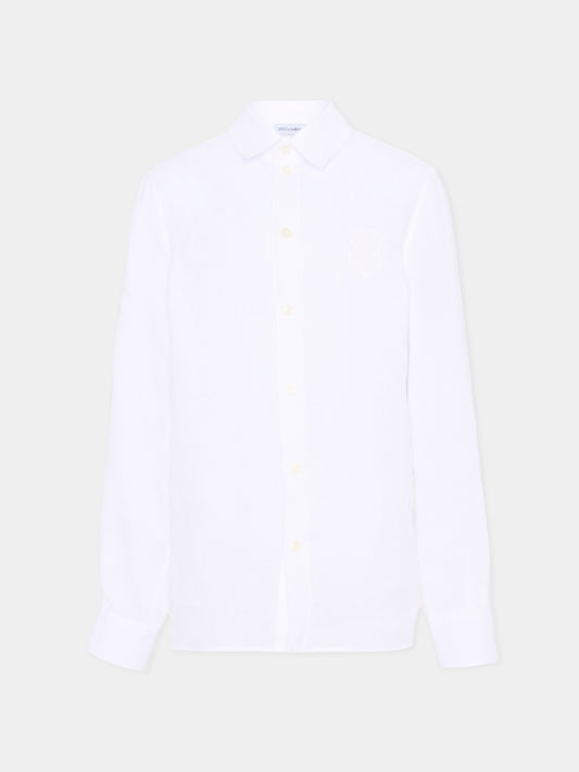 Camicia bianca per bambino con logo,Dolce & Gabbana Kids,L44S71 FU4LU W0800