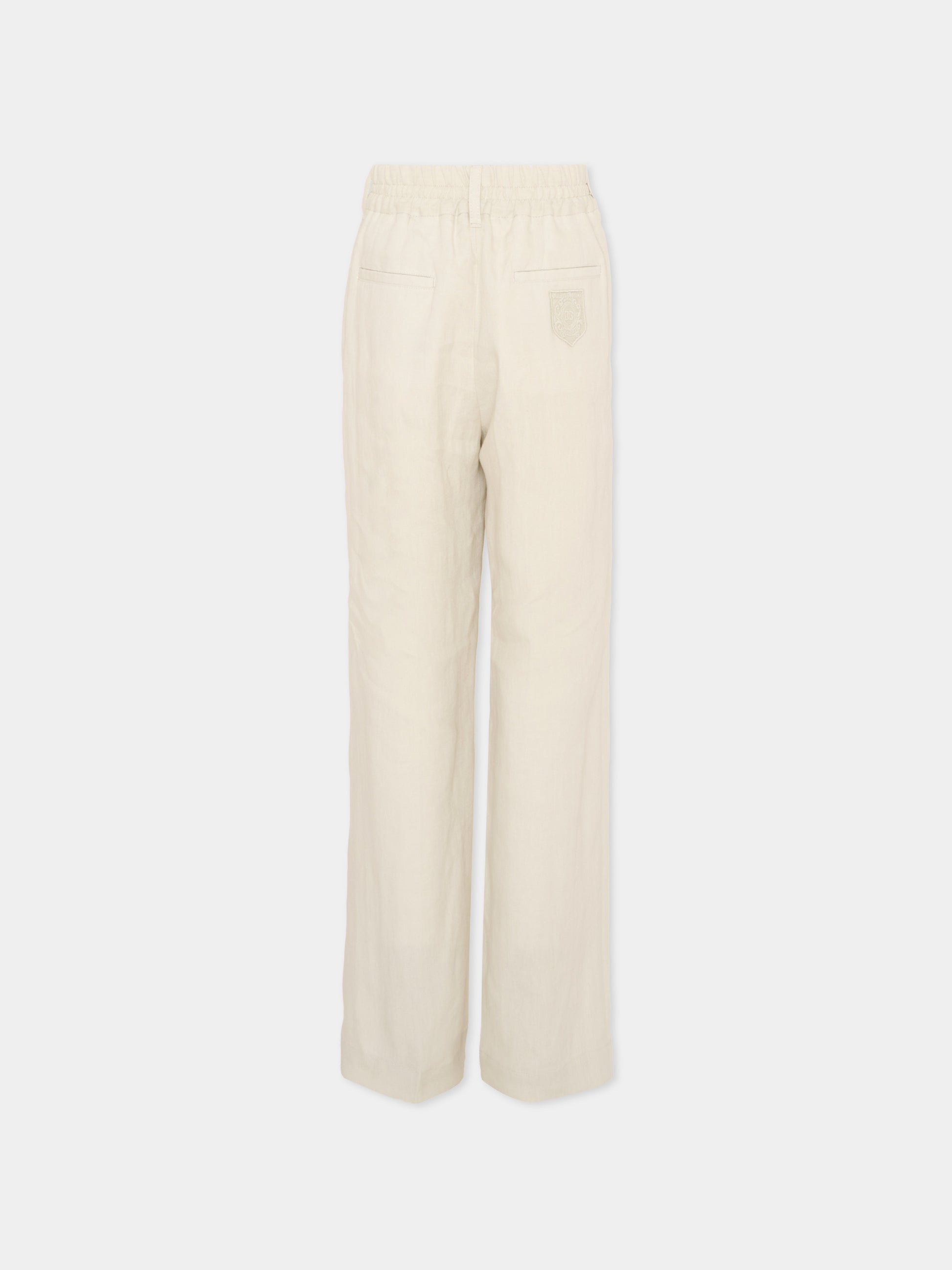 Pantaloni beige per bambino con logo,Dolce & Gabbana Kids,L44P73 FU4LH A3791