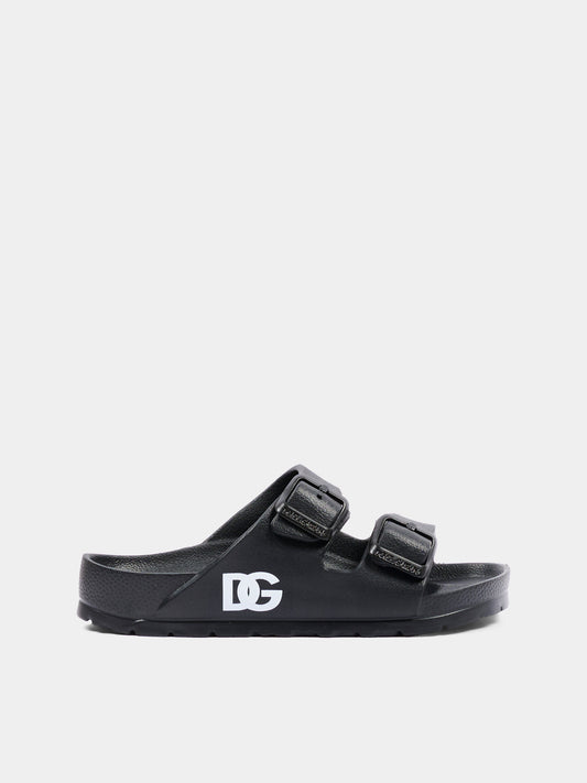 Ciabatte nere per bambini con logo,Dolce & Gabbana Kids,DD0324 A5103 80999